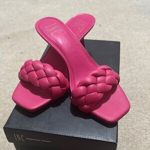 INC International Concepts Women's Pink Braided Slide Sandals